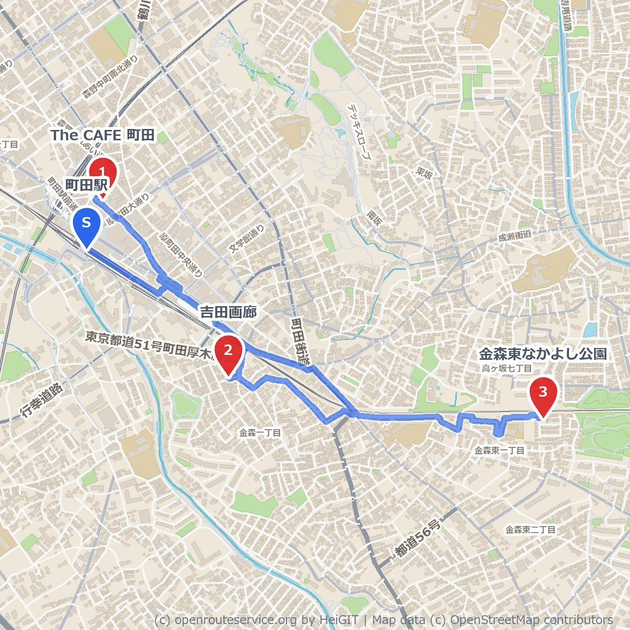 町田駅から巡る隠れ家カフェと静かな美術散歩 のコースマップ