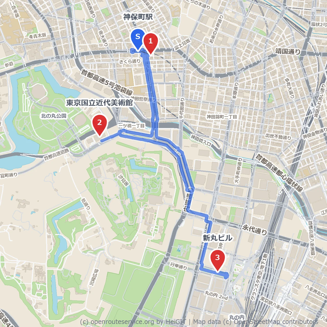 神保町の古書香と現代アートを巡る穏やかな散歩道 のコースマップ