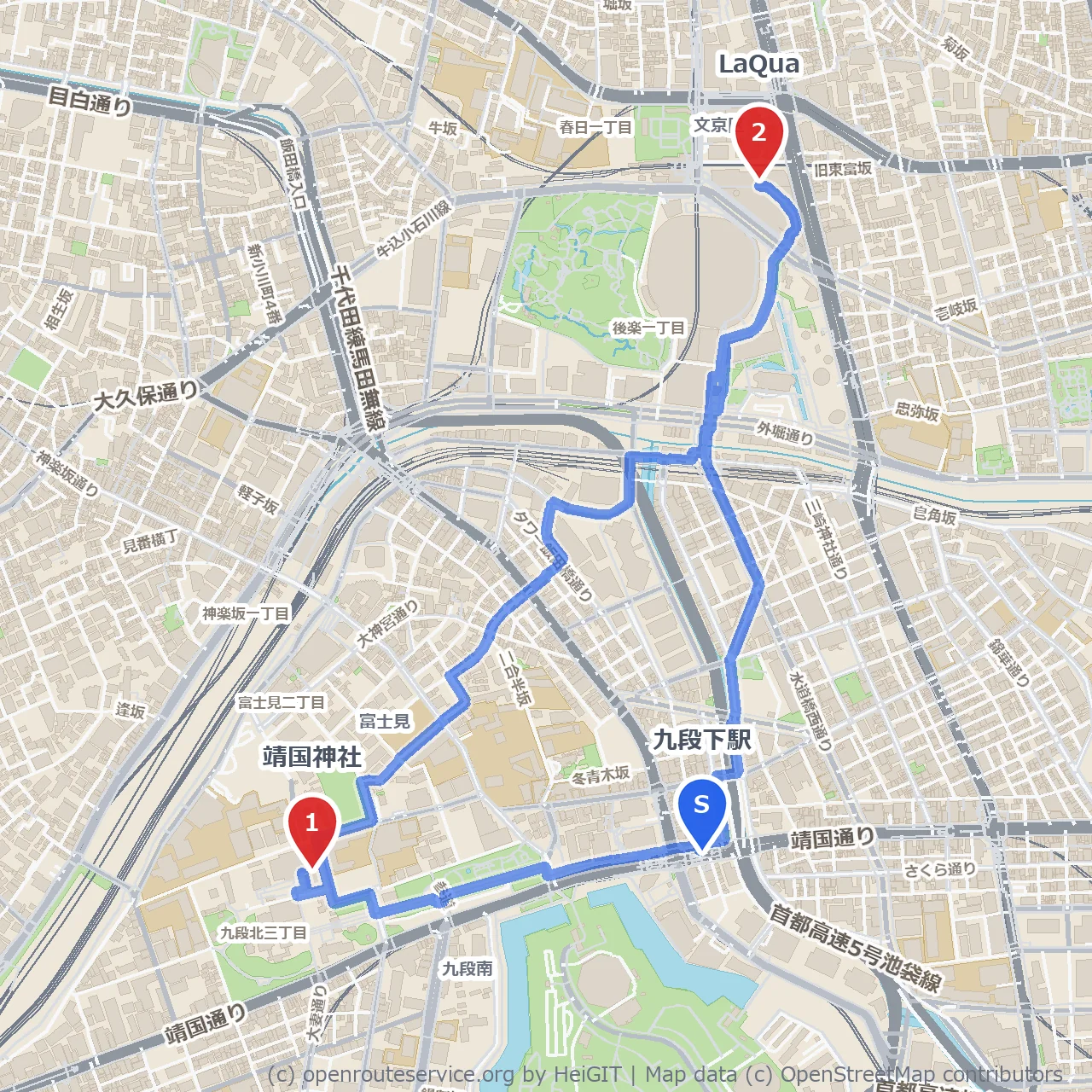 古き神社と都心の癒やしを巡る散歩路 のコースマップ