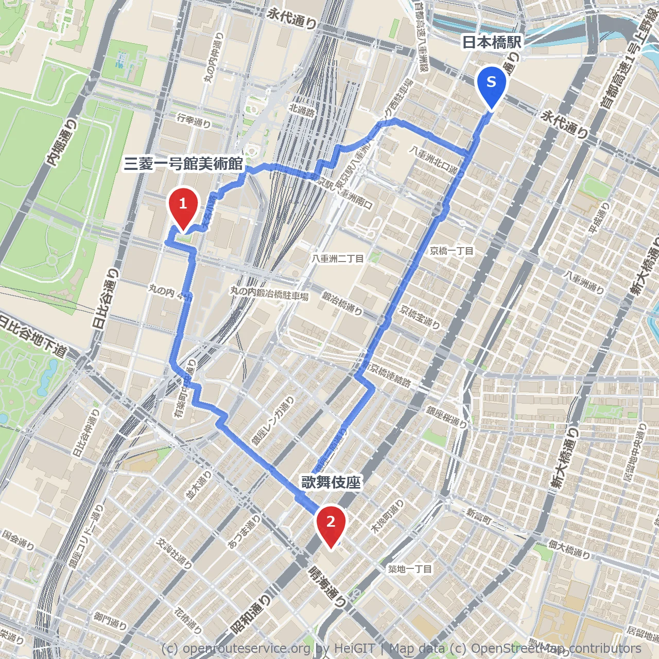 日本橋から歴史と芸術が香る散策路 のコースマップ
