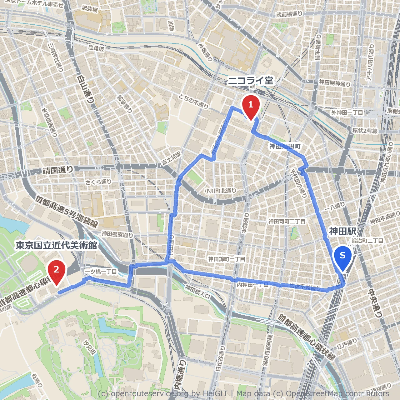 神田から感じる異国情緒と現代美術の散策路 のコースマップ