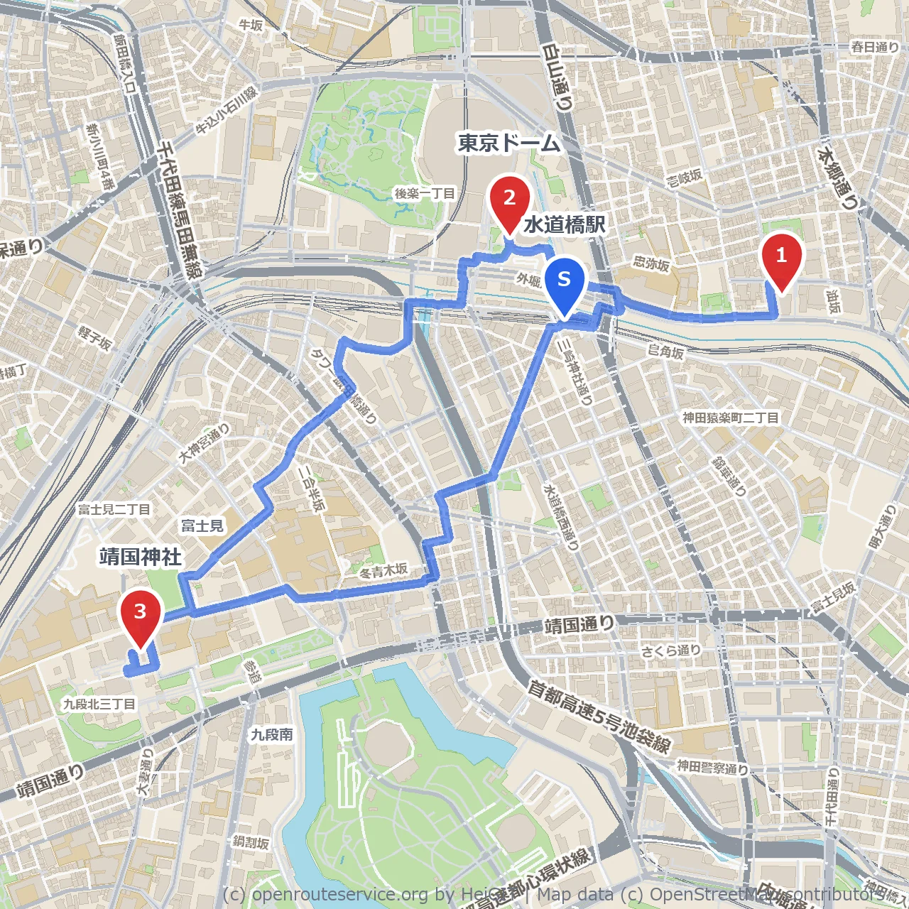 水道橋から歴史と近代が交差する散策路 のコースマップ