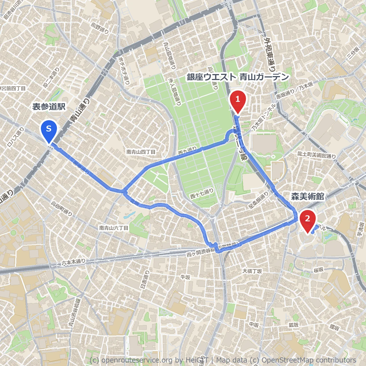 表参道の緑とアートを巡るゆったり散歩路 のコースマップ