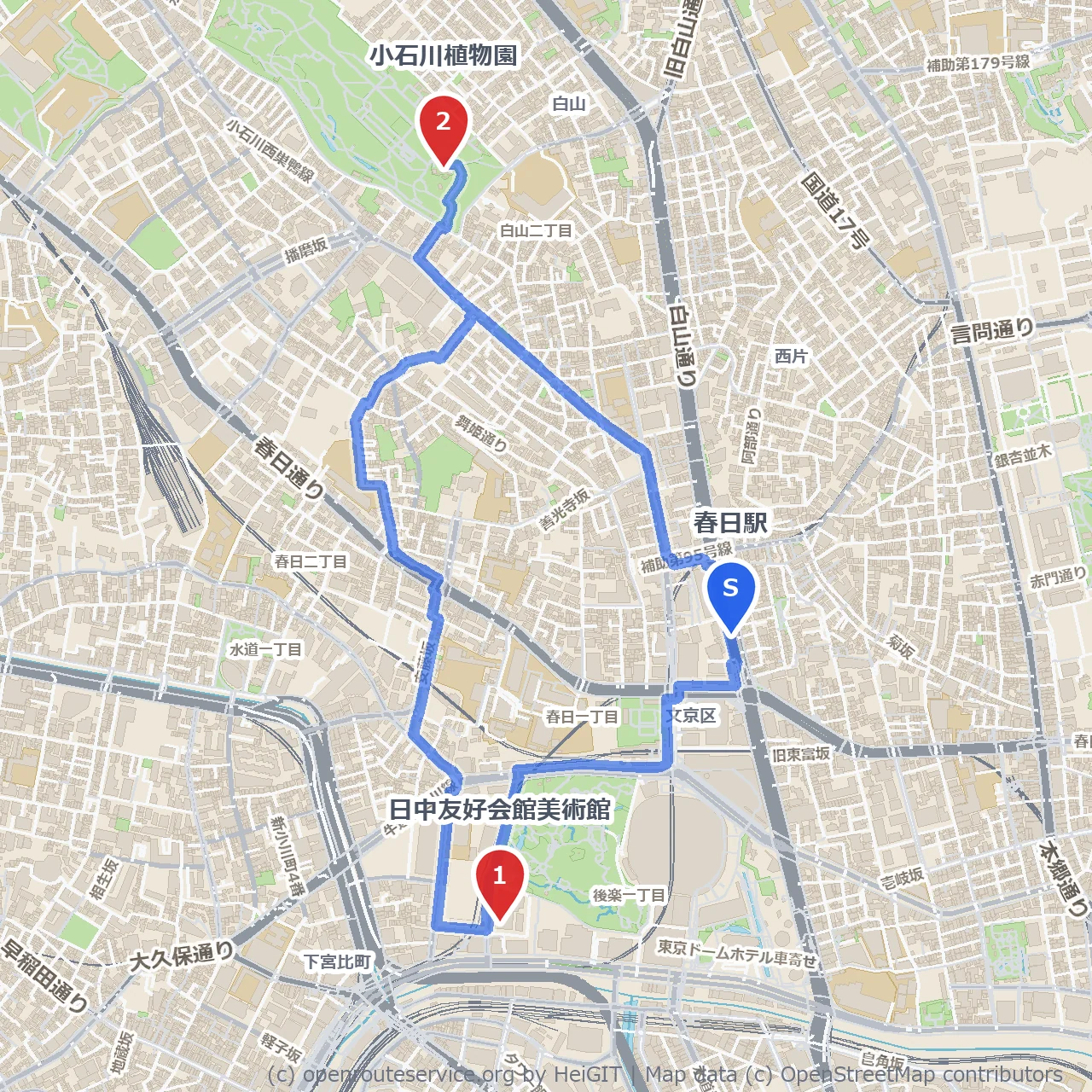春日駅から緑とアートを巡る穏やかな散策路 のコースマップ