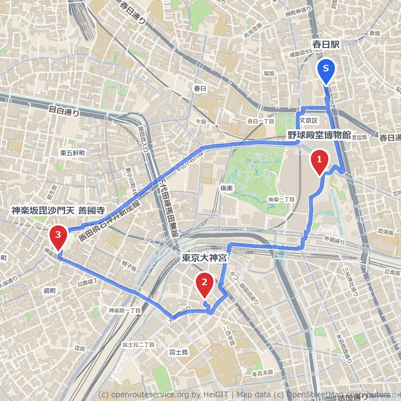 春日駅周辺で巡る歴史と文化の小径 のコースマップ