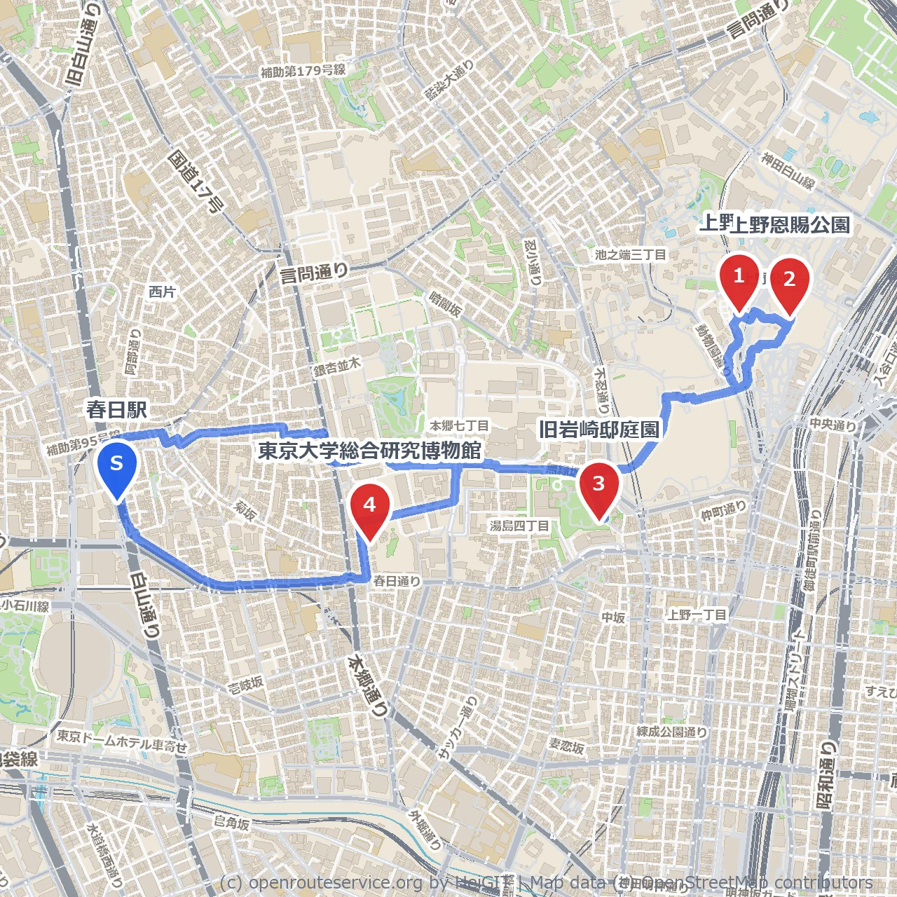 歴史と自然が織りなす春日駅からの静かな散策路 のコースマップ