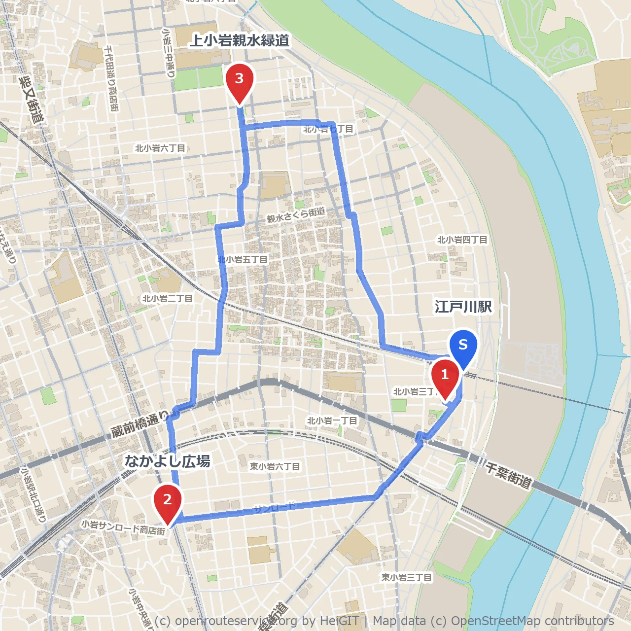 常燈明と仲良し広場を巡る癒やしの散策路 のコースマップ