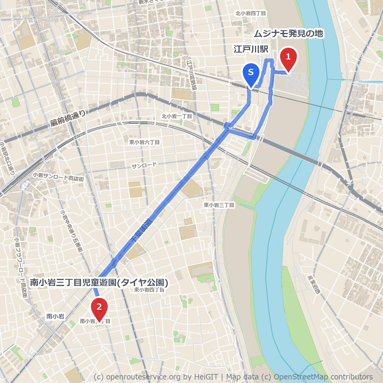 ムジナモ発見の地からタイヤ公園ゆったり散歩 のコースマップ