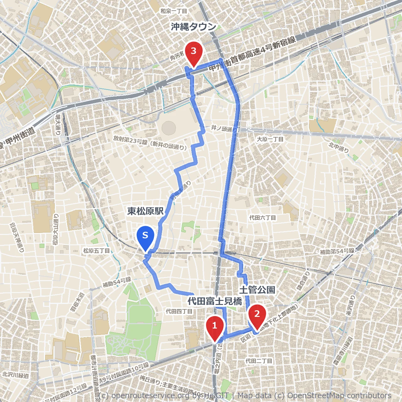 代田富士見橋と土管公園を巡る沖縄タウン探訪 のコースマップ