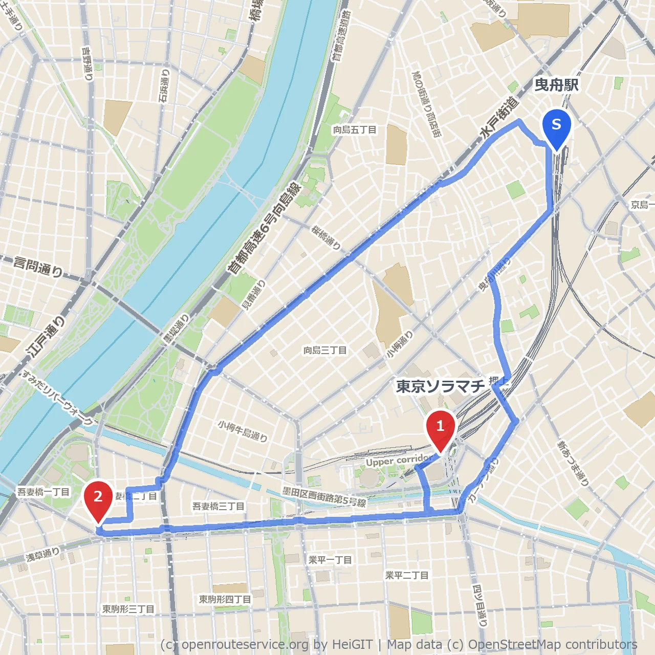 東京ソラマチを楽しむ硝子の本博物館散策路 のコースマップ