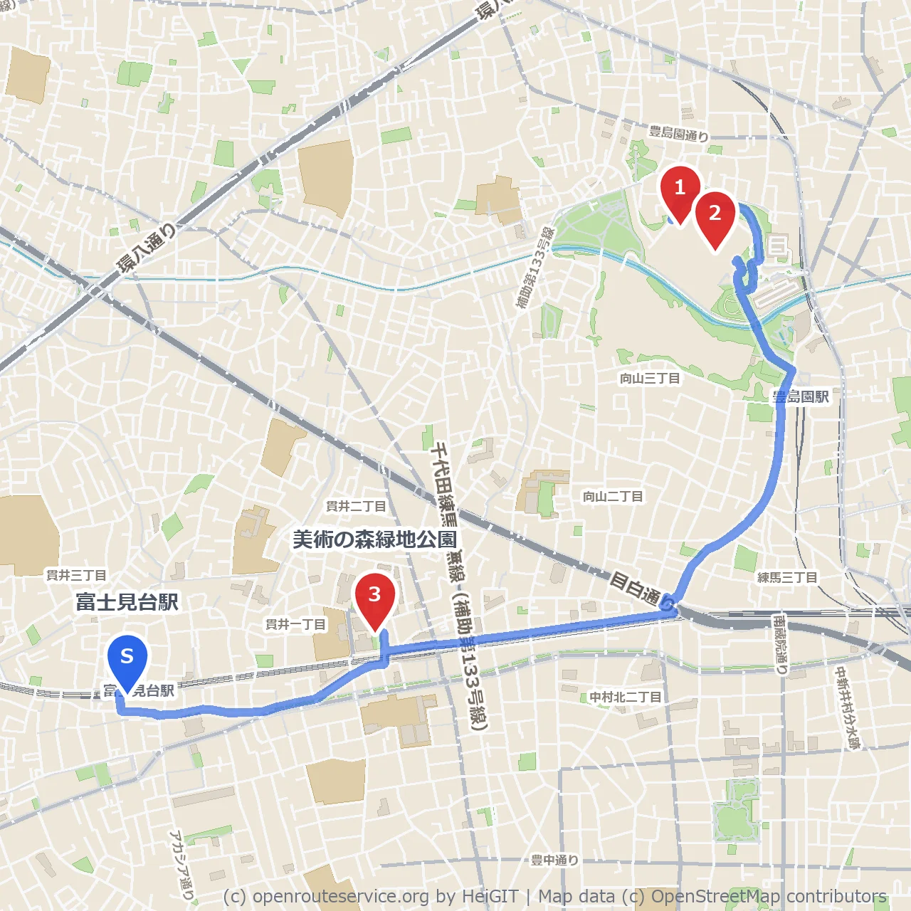 スタジオツアーと緑に触れる美術の森散歩道 のコースマップ
